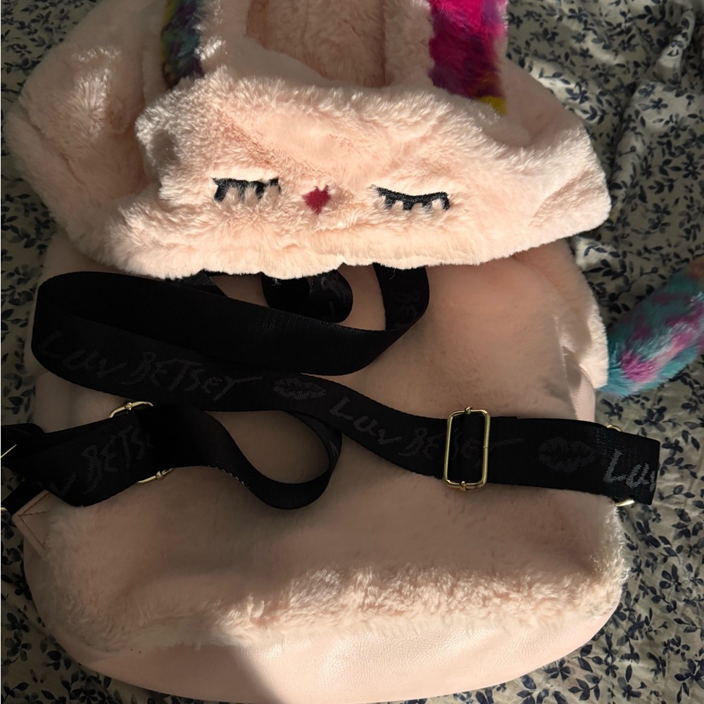Cute Pink Plush Kids Backpack